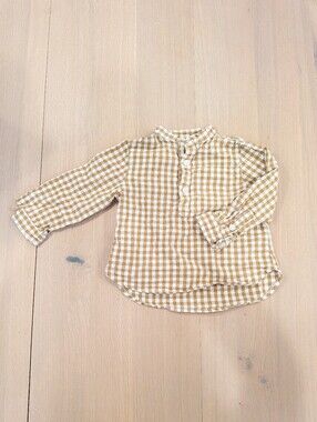 Rylee + Cru Mustard & White Gingham Button-Front Shirt
